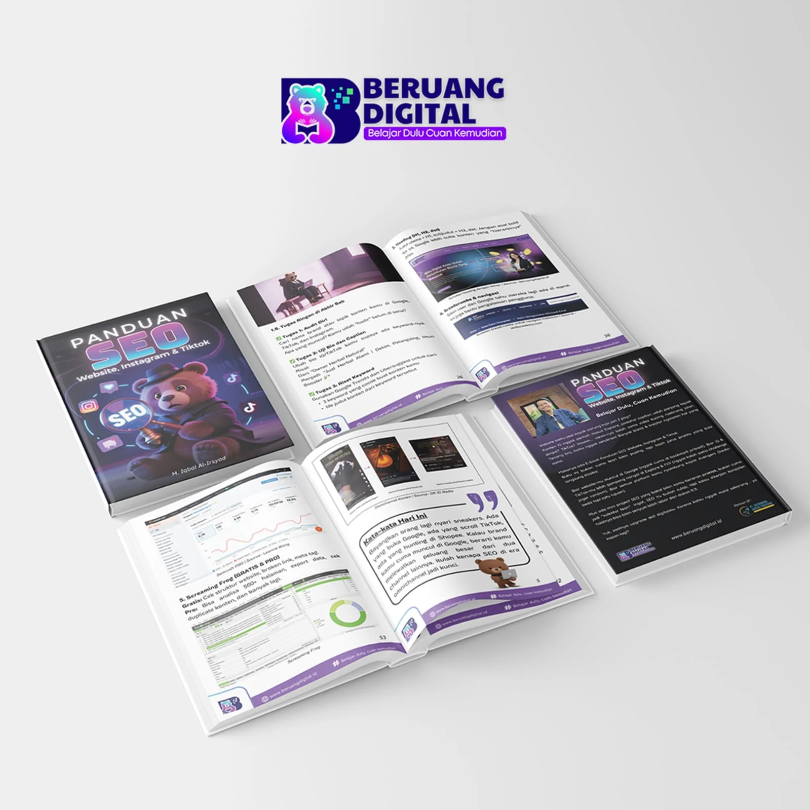 Mockup Isi Ebook Panduan SEO Website, Instagram dan Tiktok