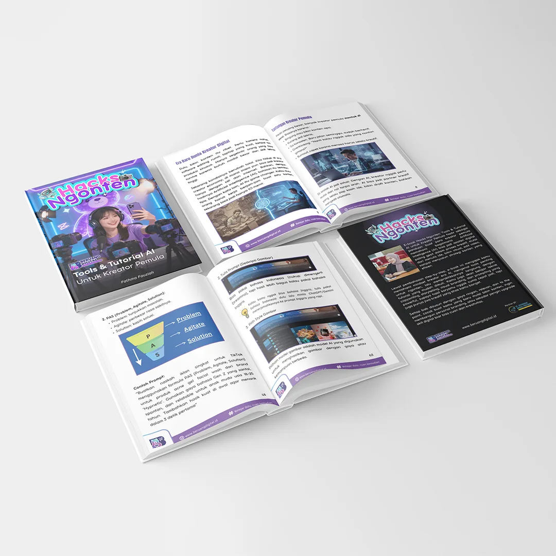 Mockup isi Ebook Tools dan Tutorial AI